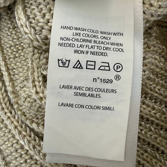 Polo Ralph Lauren Metallic Gold Cable Knit Crewneck Sweater Cotton Blend | Large - Picture 8 of 12